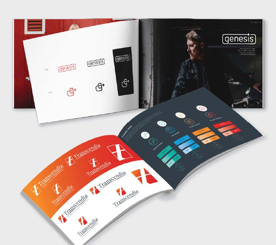 Brand guides for Genesis and Transcendia by LEAD Marketing Agency