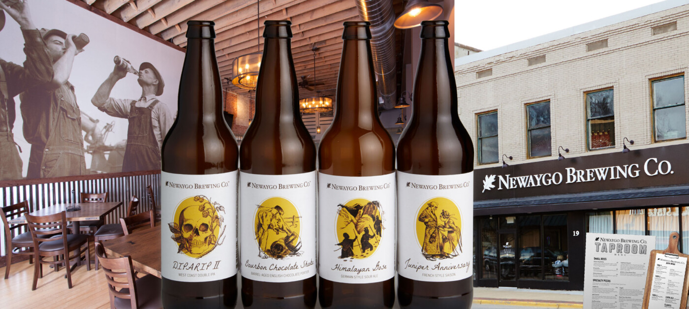 design of product labels, menu, interior, and exterior for Newaygo Brewing Company by LEAD Marketing Agency