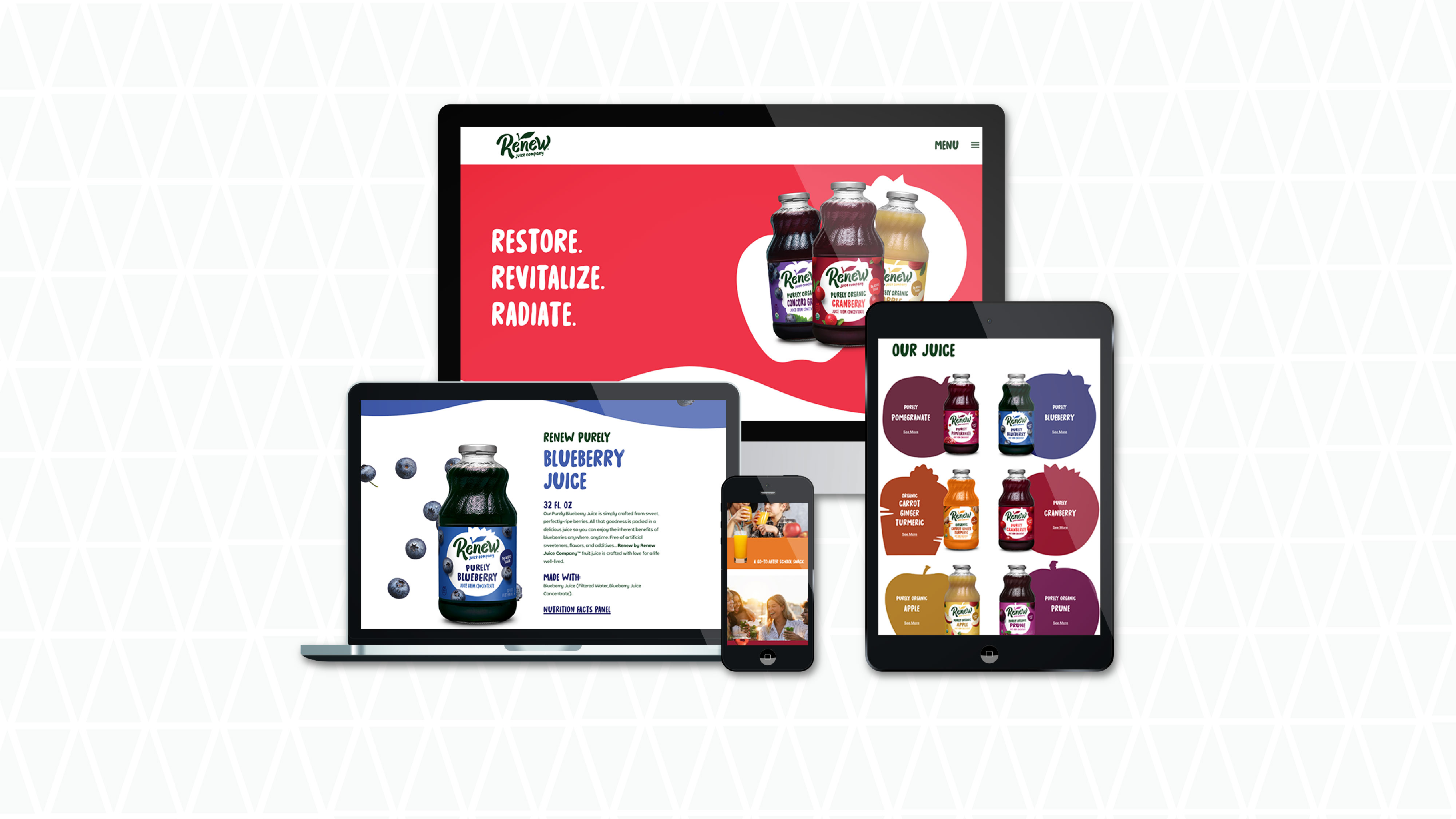 Website designed and developed by LEAD Marketing Agency for Renew Juice Company