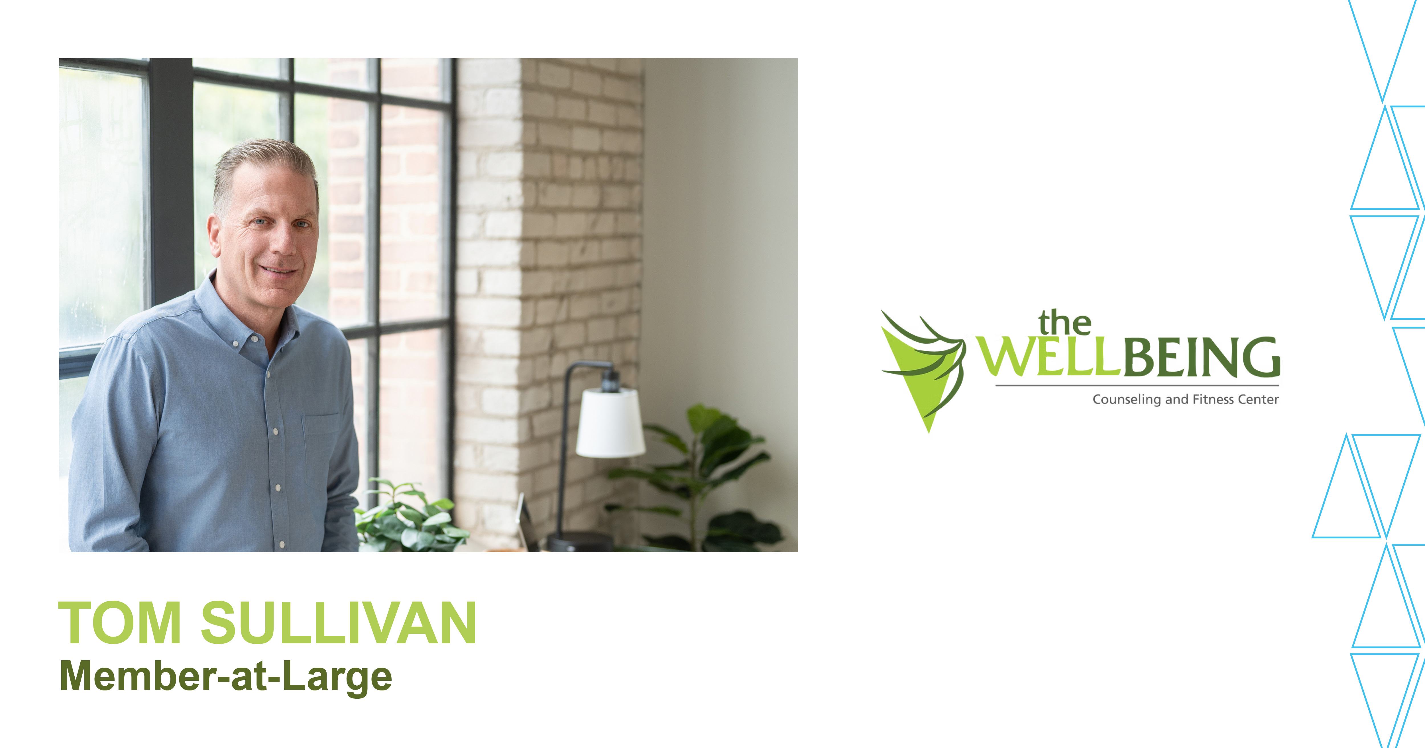 Tom Sullivan, co-owner of LEAD Marketing Agency and Member-at-Large of The Well Being Foundation Board, pictured alongside The Well Being logo.